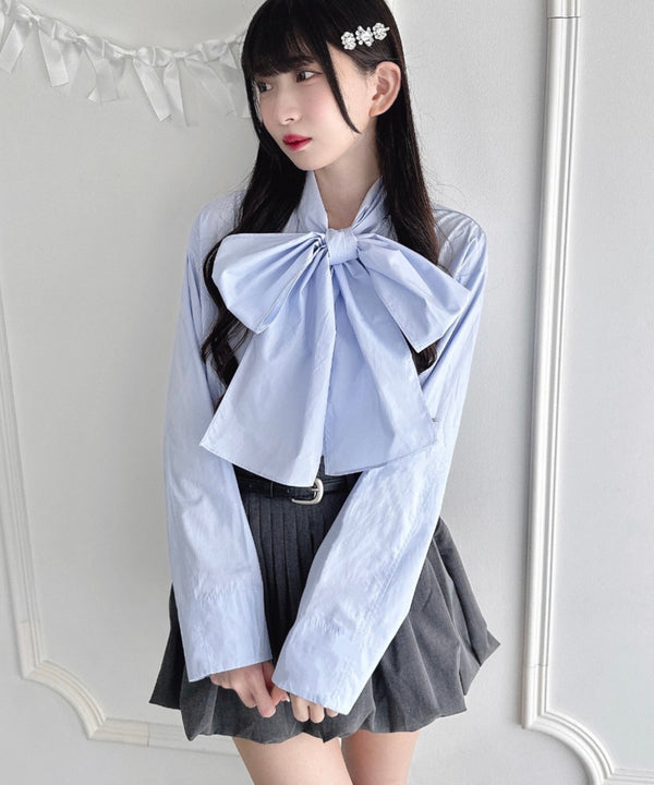 ボリュームリボンボウタイブラウス | LO2253017 | ライトブルー
