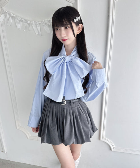 ボリュームリボンボウタイブラウス | LO2253017 | ライトブルー