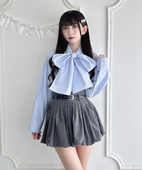 ボリュームリボンボウタイブラウス | LO2253017 | ライトブルー