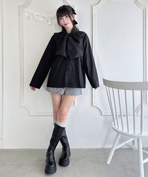 ボリュームリボンボウタイブラウス | LO2253017 | ブラック