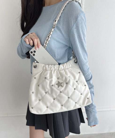 スタービジューキルティングチェーンバッグ | LO1256036 | オフホワイト