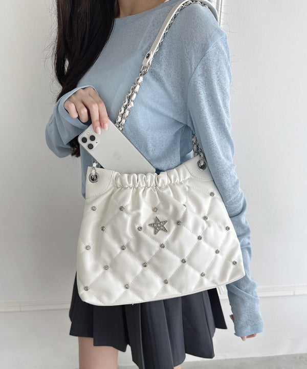 スタービジューキルティングチェーンバッグ | LO1256036 | オフホワイト