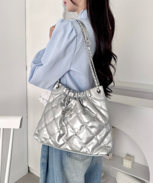 スタービジューキルティングチェーンバッグ | LO1256036 | シルバー
