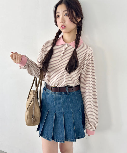 バイカラーラガーシャツトップス | SL2253022 | ピンク