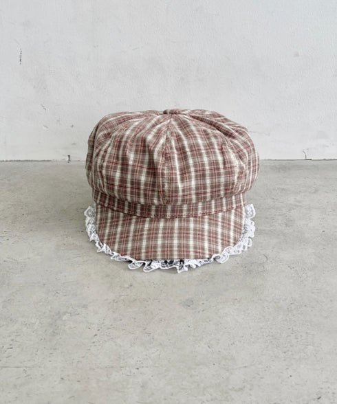 レース付きチェックキャスケット | SL5256069 | ブラウン