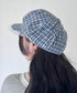 レース付きチェックキャスケット | SL5256069 | ブルー