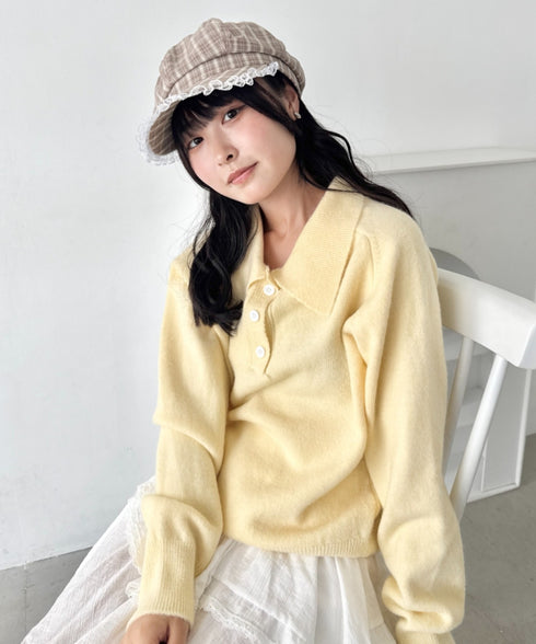 レース付きチェックキャスケット | SL5256069 | ブラウン