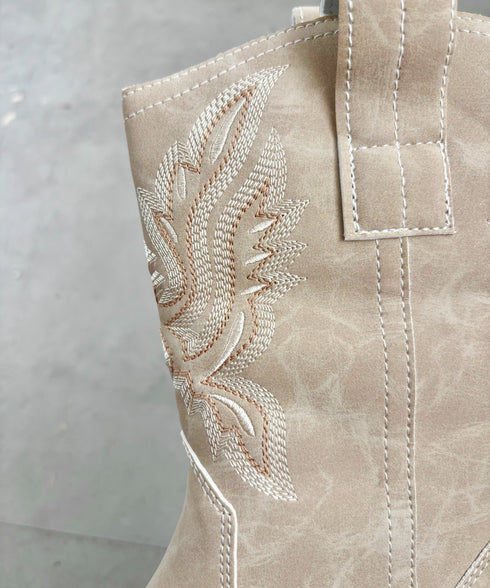 刺繍入りミドルウエスタンブーツ | SL3256073 | ベージュ