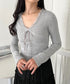 カップ付きレースリボンVネックアソートトップス | CL2253017 | グレー