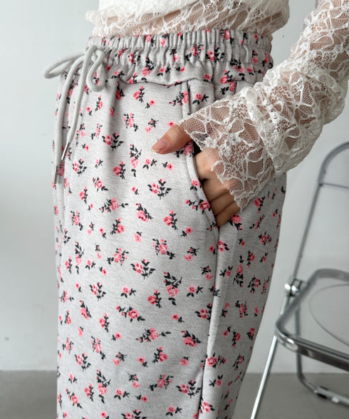小花柄プリントスウェットパンツ | CL2256017 | ライトグレー