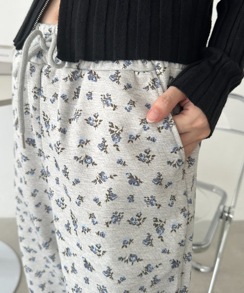小花柄プリントスウェットパンツ | CL2256017 | グレー