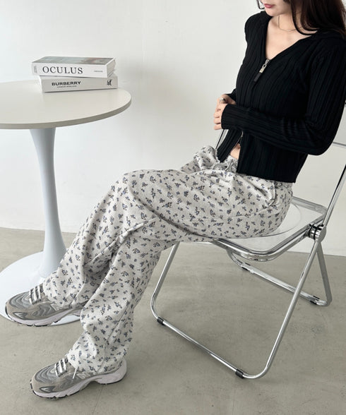 小花柄プリントスウェットパンツ | CL2256017 | グレー