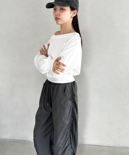 サイドギャザーナイロンカーゴパンツ | BA2253010 | グレー