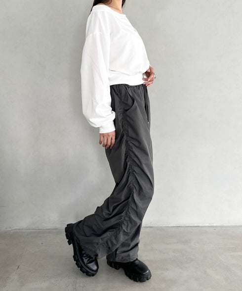 サイドギャザーナイロンカーゴパンツ | BA2253010 | グレー