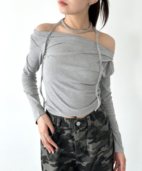 ドレープオフショル長袖トップス | BA2253011 | グレー