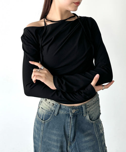 ドレープオフショル長袖トップス | BA2253011 | ブラック