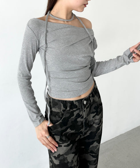 ドレープオフショル長袖トップス | BA2253011 | グレー