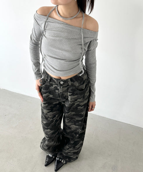 ドレープオフショル長袖トップス | BA2253011 | グレー