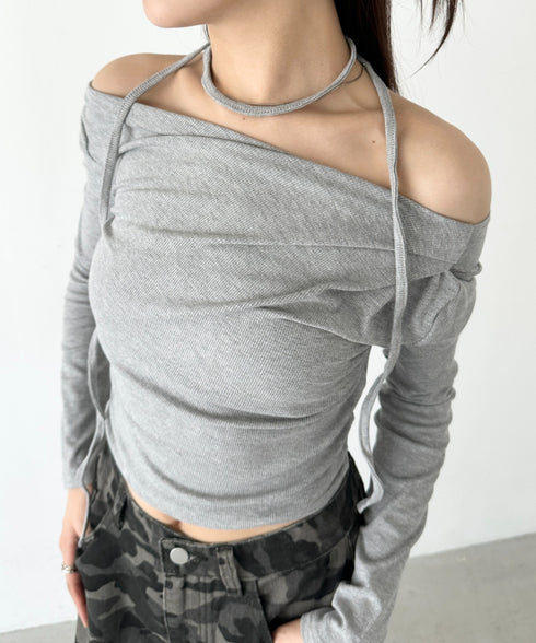 ドレープオフショル長袖トップス | BA2253011 | グレー