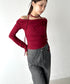 ドレープオフショル長袖トップス | BA2253011 | レッド