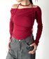 ドレープオフショル長袖トップス | BA2253011 | レッド