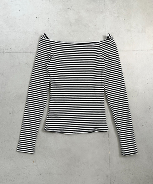 オフショルボーダーコンパクトトップス | BA2253012 | ブラック