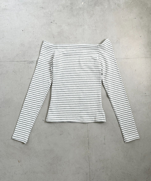 オフショルボーダーコンパクトトップス | BA2253012 | グレー