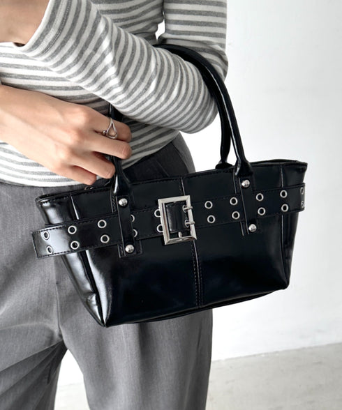 ベルトデザイン2wayハンドバッグ | BA1256012 | ブラック