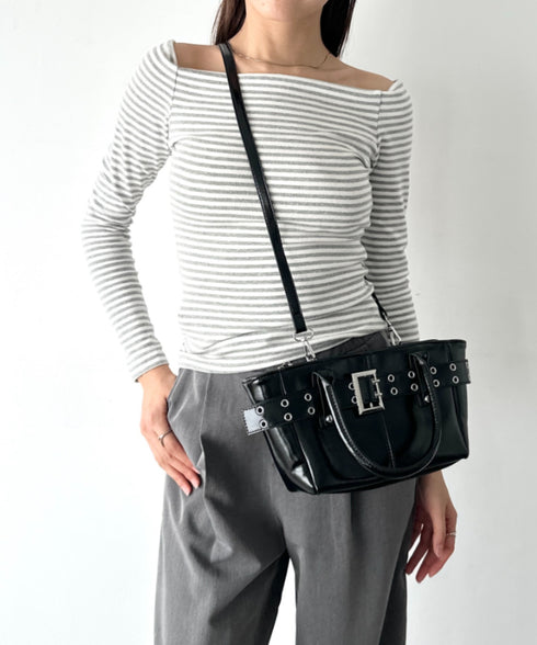 ベルトデザイン2wayハンドバッグ | BA1256012 | ブラック