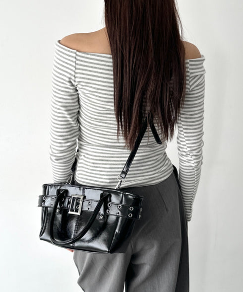 ベルトデザイン2wayハンドバッグ | BA1256012 | ブラック