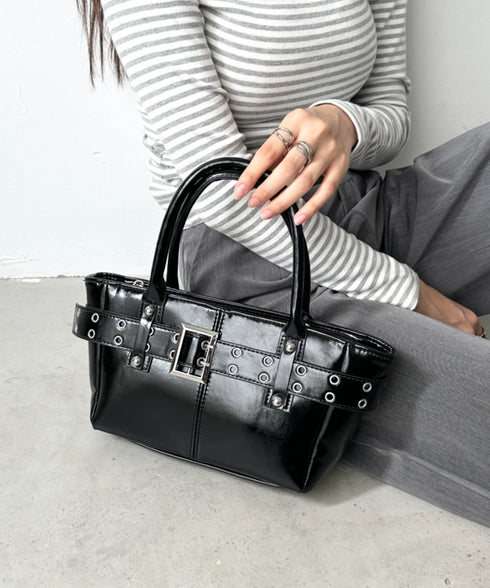 ベルトデザイン2wayハンドバッグ | BA1256012 | ブラック