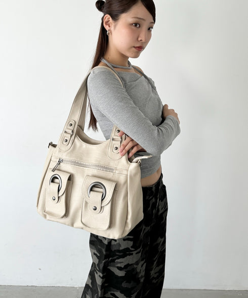 ダブルポケット2wayPUショルダーバッグ | BA1256013 | アイボリー