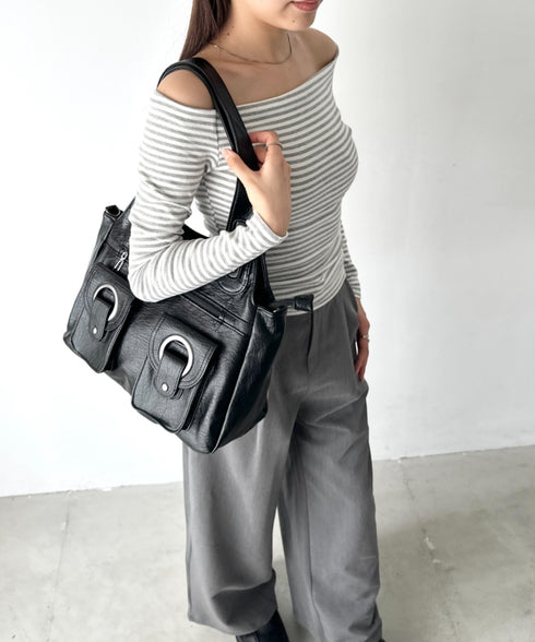 ダブルポケット2wayPUショルダーバッグ | BA1256013 | ブラック