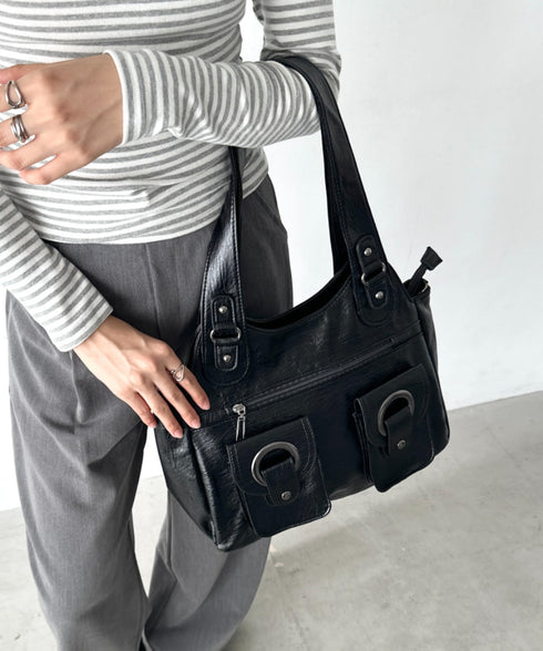 ダブルポケット2wayPUショルダーバッグ | BA1256013 | ブラック