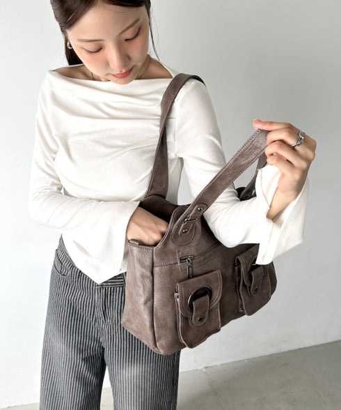 ダブルポケット2wayPUショルダーバッグ | BA1256013 | モカ