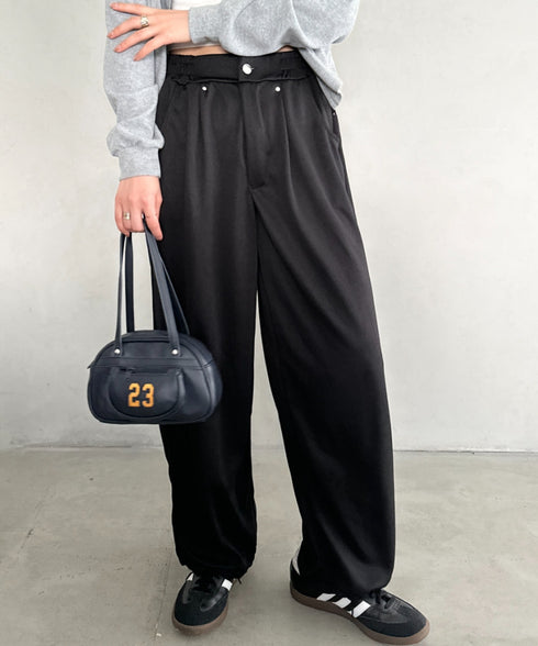 タック入りワイドスウェットパンツ | MD2253029 | ブラック