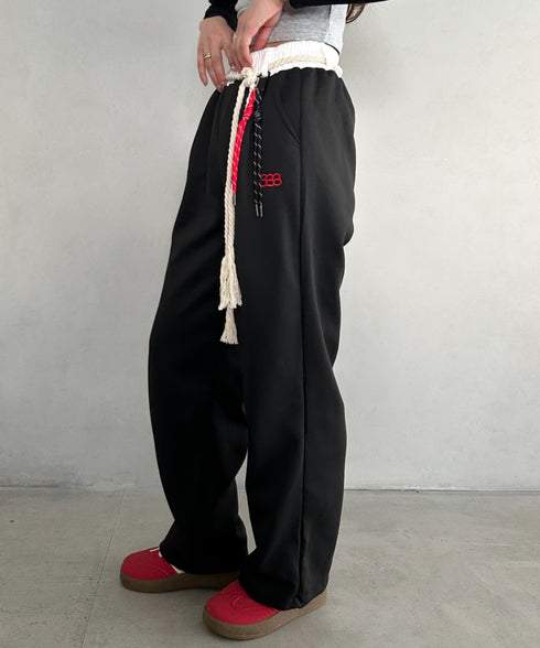 チャーム付きウエスト配色スウェットパンツ | MD2253031 | ブラック