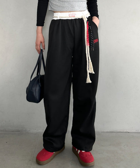 チャーム付きウエスト配色スウェットパンツ | MD2253031 | ブラック