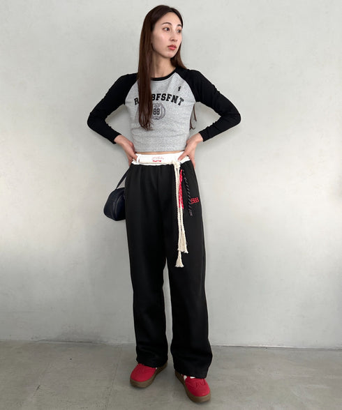 チャーム付きウエスト配色スウェットパンツ | MD2253031 | ブラック