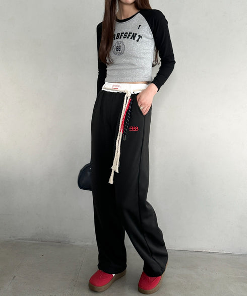 チャーム付きウエスト配色スウェットパンツ | MD2253031 | ブラック