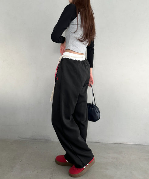 チャーム付きウエスト配色スウェットパンツ | MD2253031 | ブラック