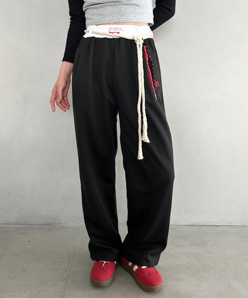 チャーム付きウエスト配色スウェットパンツ | MD2253031 | ブラック