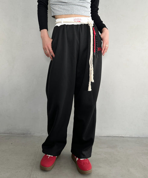 チャーム付きウエスト配色スウェットパンツ | MD2253031 | ブラック