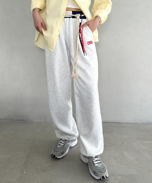 チャーム付きウエスト配色スウェットパンツ | MD2253031 | グレー