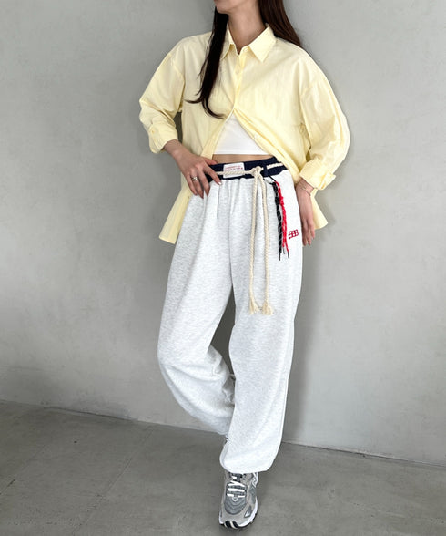 チャーム付きウエスト配色スウェットパンツ | MD2253031 | グレー