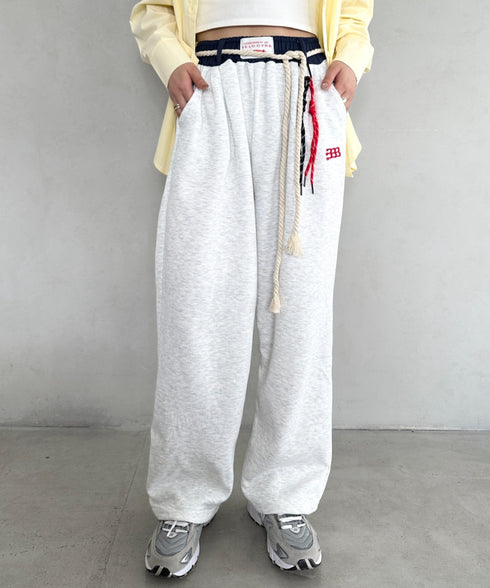 チャーム付きウエスト配色スウェットパンツ | MD2253031 | グレー