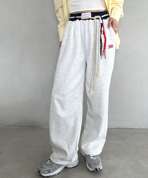 チャーム付きウエスト配色スウェットパンツ | MD2253031 | グレー