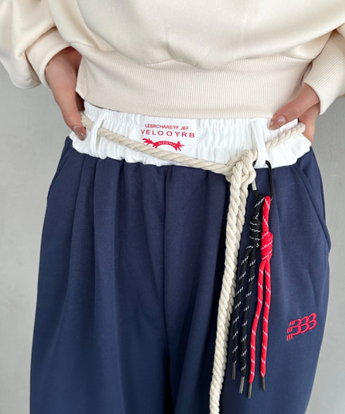 チャーム付きウエスト配色スウェットパンツ | MD2253031 | ネイビー