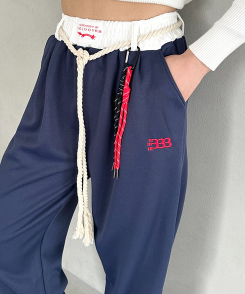 チャーム付きウエスト配色スウェットパンツ | MD2253031 | ネイビー
