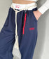 チャーム付きウエスト配色スウェットパンツ | MD2253031 | ネイビー